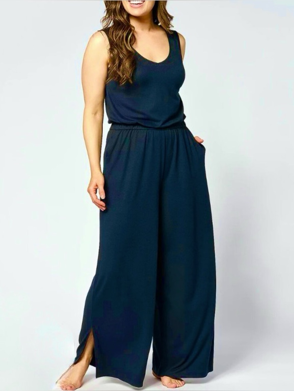 New Bumblebella by Jill Martin Dreamy Jersey  Jumpsuit Navy Blue / Lg Petite